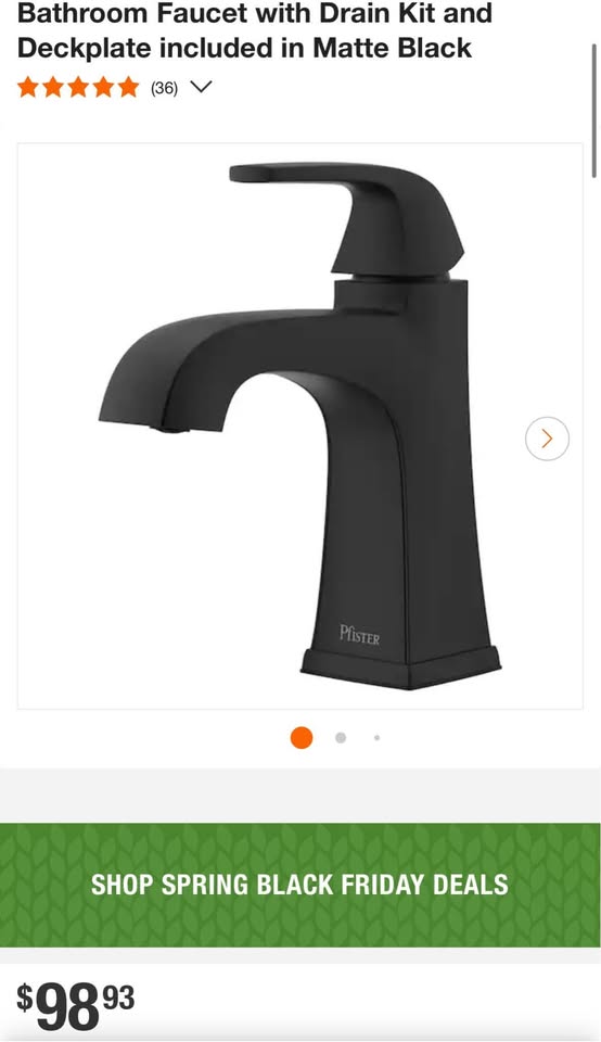 Pfister Bellance Single Handle Single Hole Bathroom Faucet with Drain Kit and Deckplate included in Matte Black