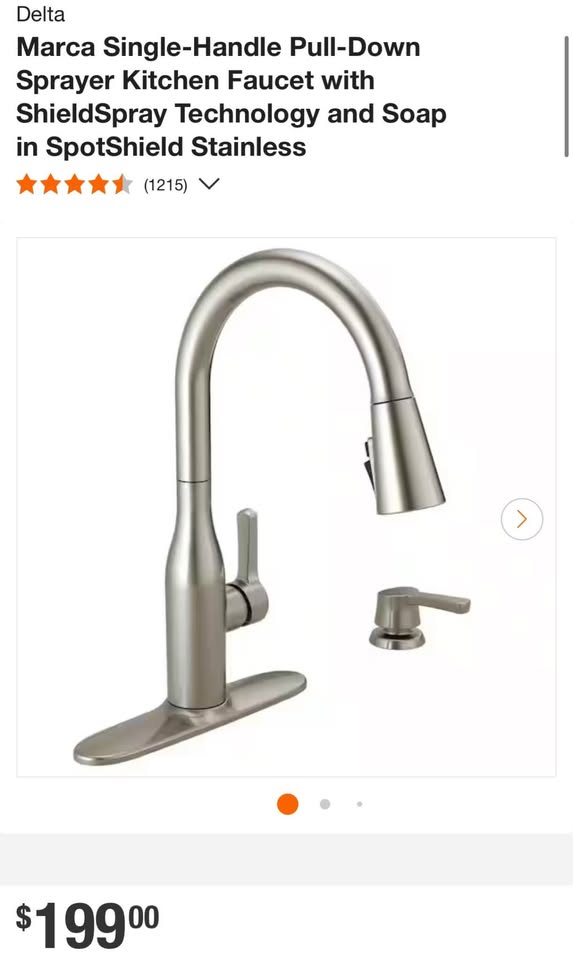 Delta Marca Single-Handle Pull-Down Sprayer Kitchen Faucet with ShieldSpray Technology and Soap in SpotShield Stainless