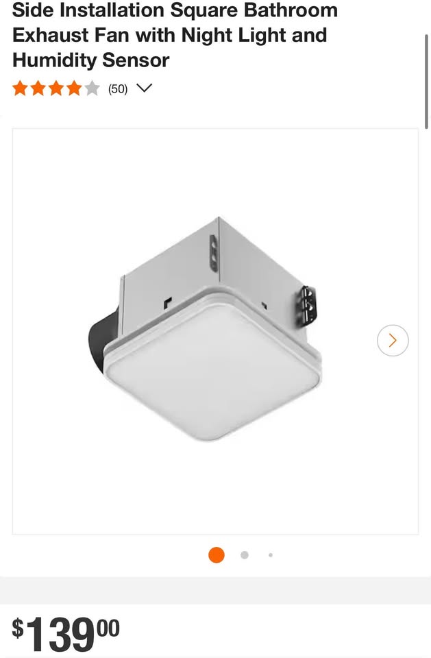 Commercial Electric 80 /110 CFM Ceiling Mount Room Side Installation Square Bathroom Exhaust Fan with Night Light and Humidity Sensor