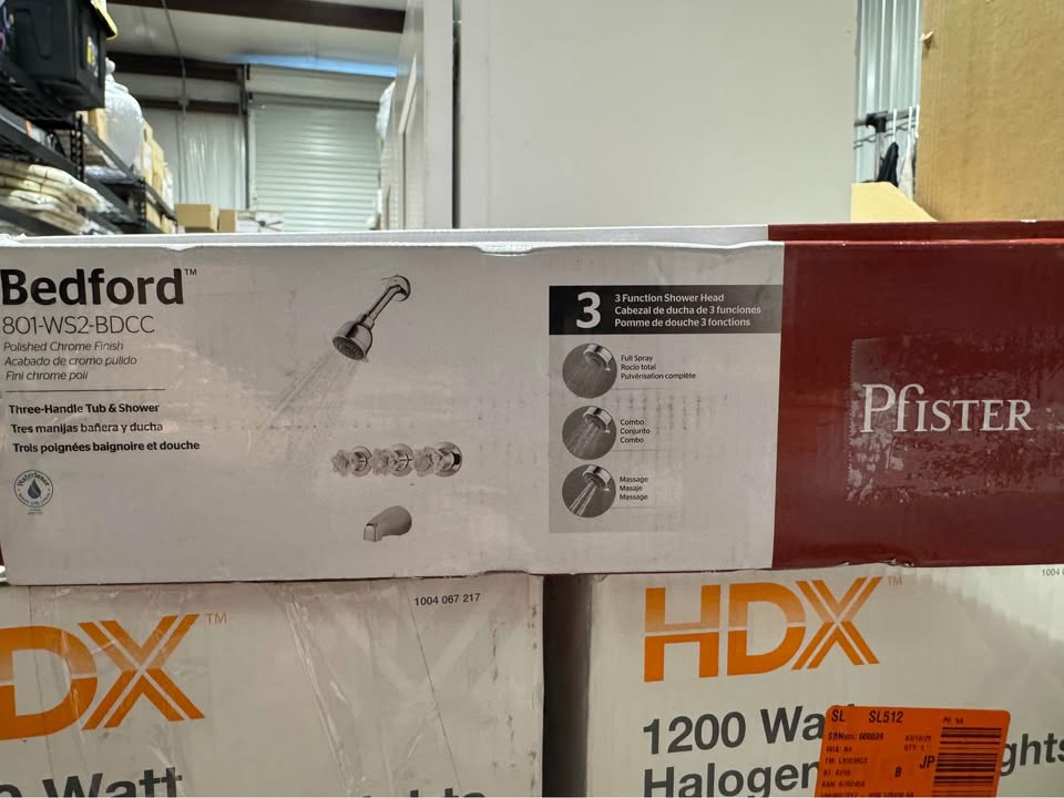 Pfister Bedford Triple Handle 3-Spray Tub and Shower Faucet 1.8 GPM in Polished Chrome (Valve Included)