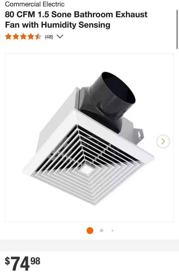 Commercial Electric 80 CFM 1.5 Sone Bathroom Exhaust Fan with Humidity Sensing