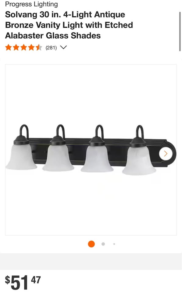 Progress Lighting Solvang 30 in. 4-Light Antique Bronze Vanity Light with Etched Alabaster Glass Shades