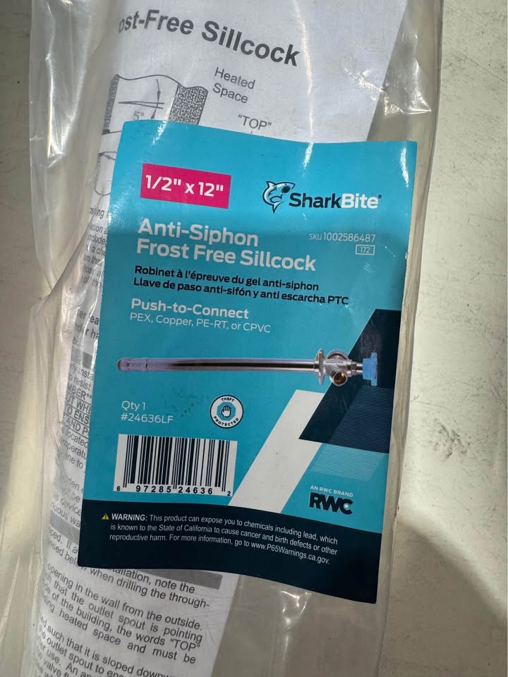 SharkBite 1/2 in. Push-to-Connect x 3/4 in. MHT x 12 in. Brass Anti-Siphon Frost Free Sillcock Valve