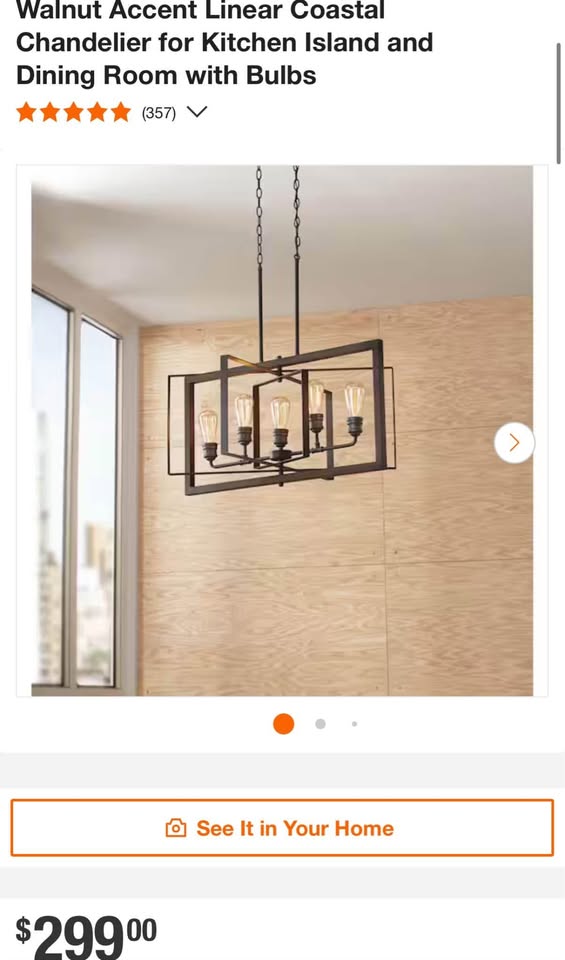 Home Decorators Palermo Grove 5-Light Black with Walnut Accent Linear Coastal Chandelier for Kitchen Island and Dining Room with Bulbs