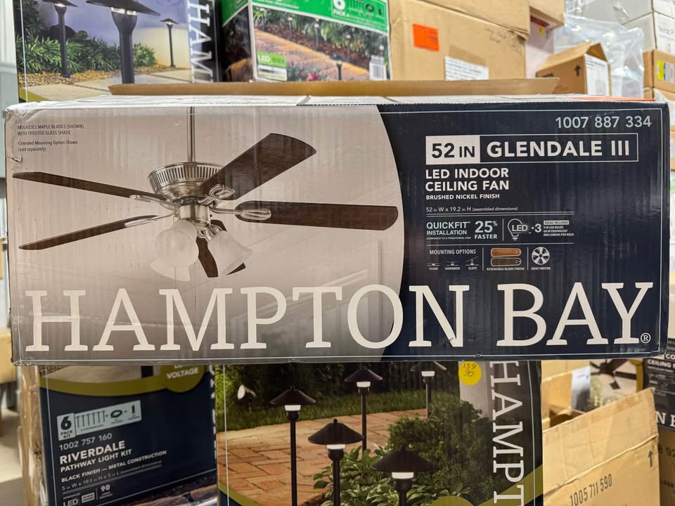 Hampton Bay Glendale III 52 in. LED Indoor Brushed Nickel Ceiling Fan with Light and Pull Chains