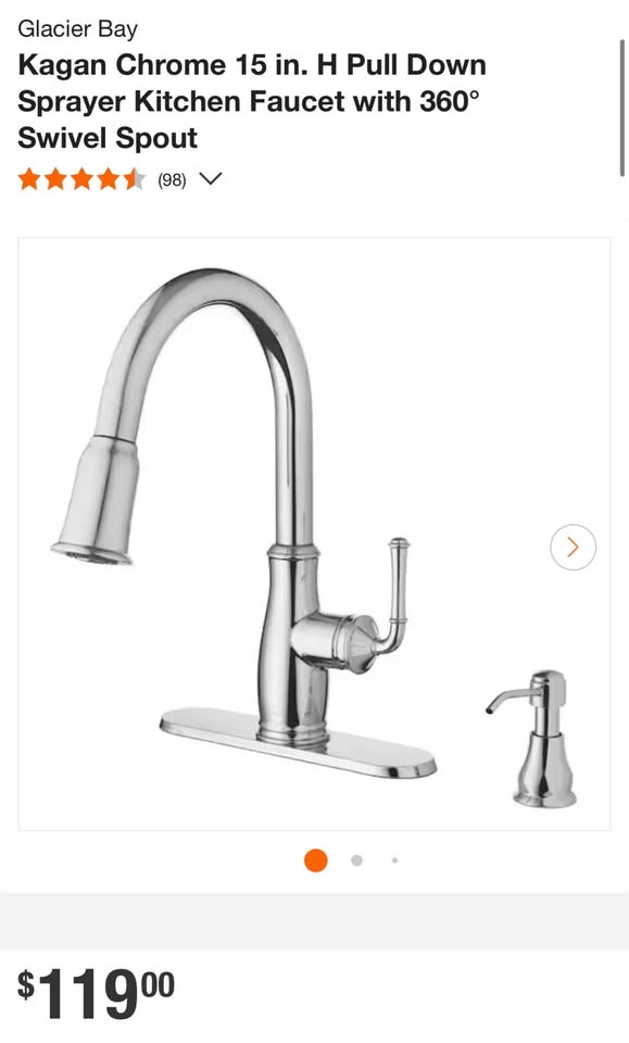 Glacier Bay Kagan Chrome 15 in. H Pull Down Sprayer Kitchen Faucet with 360° Swivel Spout
