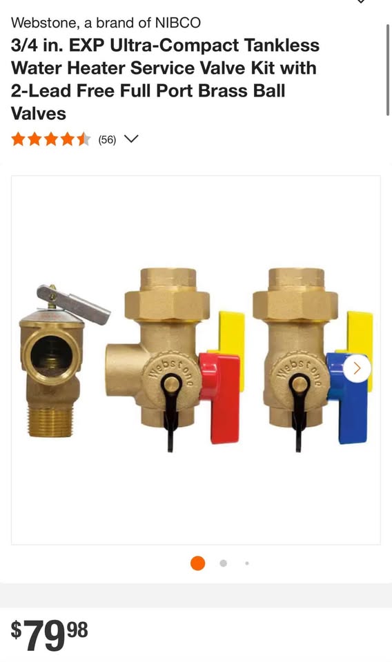 3/4 in. EXP Ultra-Compact Tankless Water Heater Service Valve Kit with 2-Lead Free Full Port Brass Ball Valves