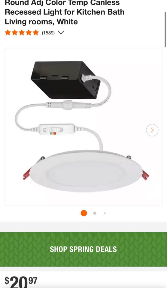 Commercial Electric Ultra Slim Integrated LED 6 in Round Adj Color Temp Canless Recessed Light for Kitchen Bath Living rooms, White