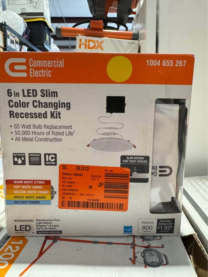 Commercial Electric Ultra Slim Integrated LED 6 in Round Adj Color Temp Canless Recessed Light for Kitchen Bath Living rooms, White