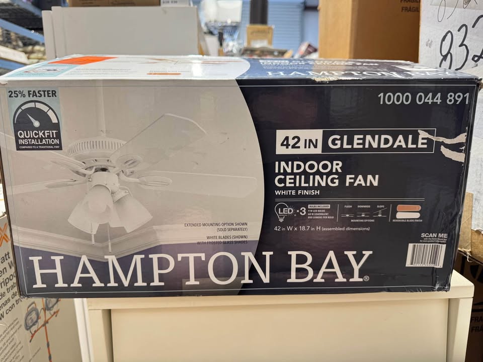 Hampton Bay Glendale 42 in. LED Indoor White Ceiling Fan with Light Kit