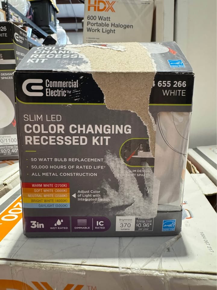 Commercial Electric Ultra Slim Integrated LED 3 in Round Adj Color Temp Canless Recessed Light for Kitchen Bath Living rooms, White