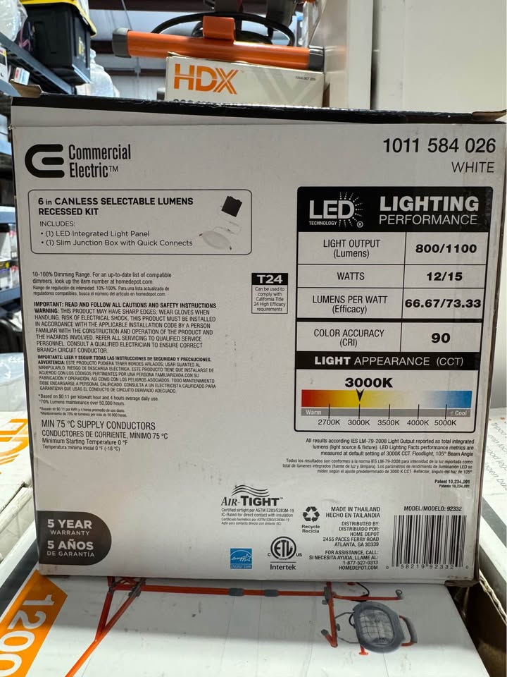 Premium Series 6 in. LED, 2-Level Lumen Select, Ultraslim Canless Recessed Light, Adjustable CC