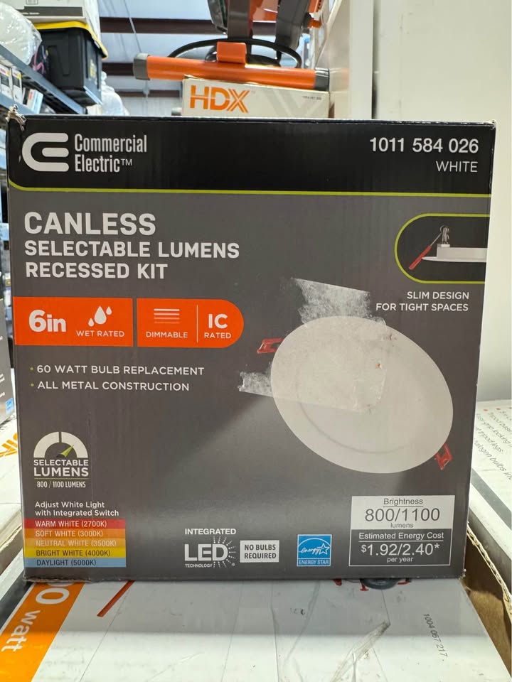 Premium Series 6 in. LED, 2-Level Lumen Select, Ultraslim Canless Recessed Light, Adjustable CC