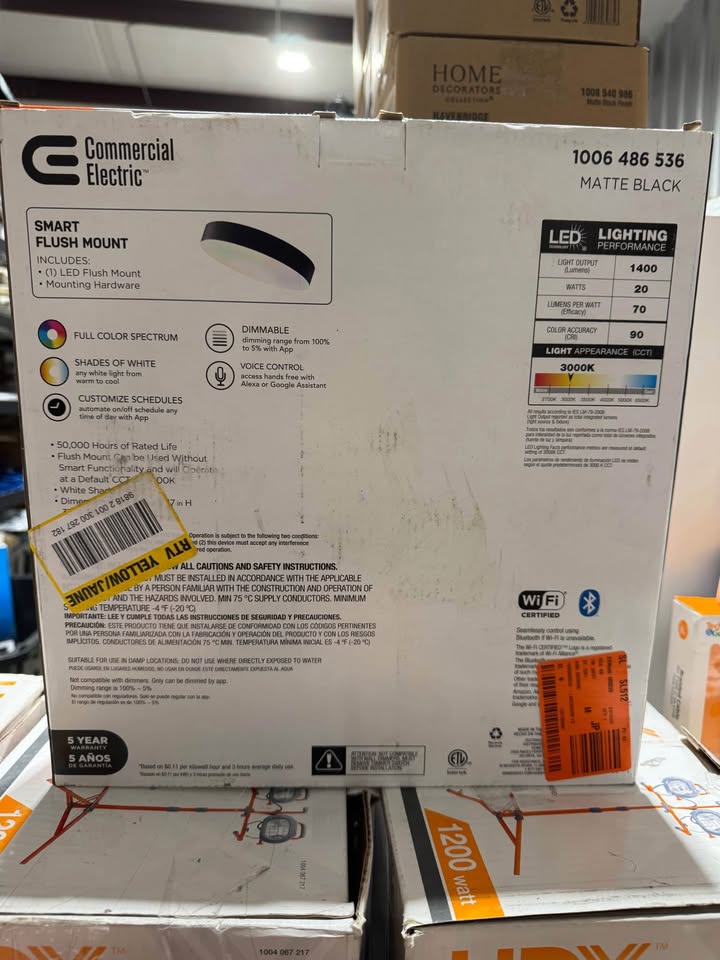 Commercial Electric 13 in. Light Matte Black Adjustable CCT and Color Changing Integrated LED Ceiling Smart Flush Mount, Powered by Hubspace