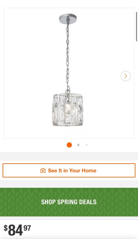Home Decorators Kristella 1-Light Chrome Crystal Pendant Light