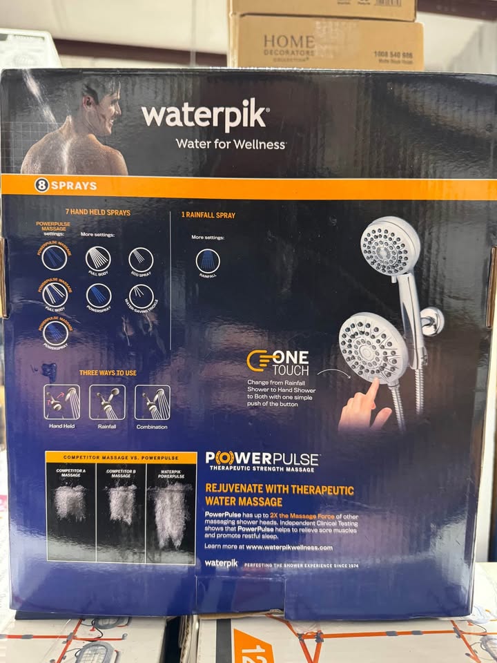 Waterpik 8-Spray Patterns with 1.8 GPM 6.25 in. Wall Mount Dual Shower Head and Handheld Shower Head in Chrome