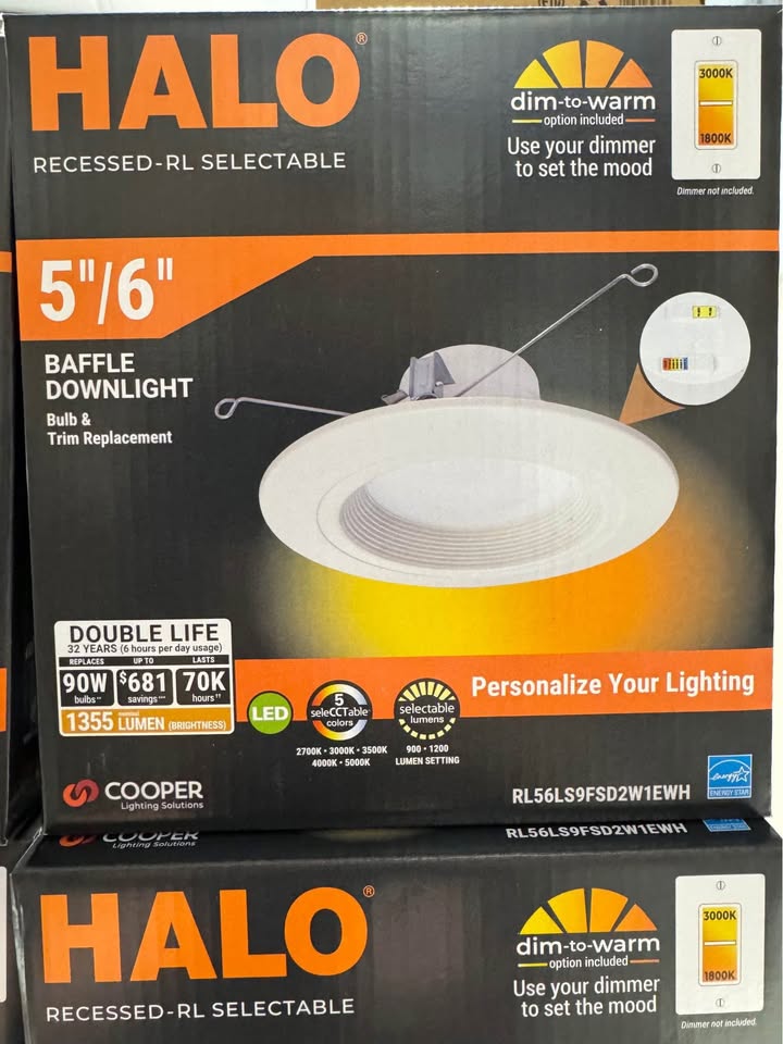 HALO RL56 Series 5/6 in. Recessed LED retrofit module Selectable CCT and Lumens, Integrated LED Matte White