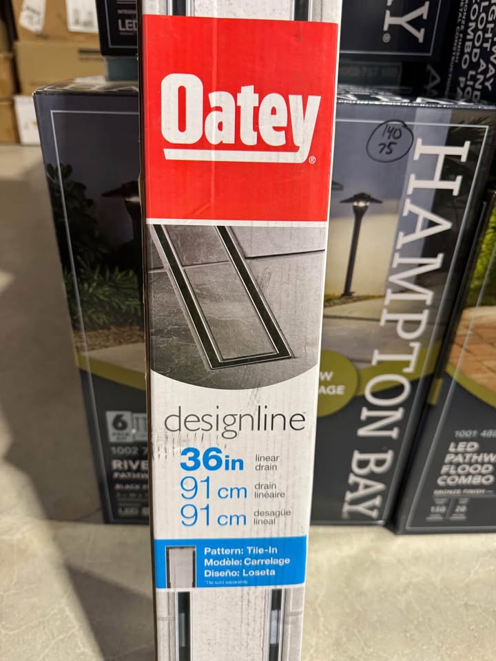 Oatey Designline 36 in. Stainless Steel Linear Shower Drain with Tile-In Pattern Drain Cover