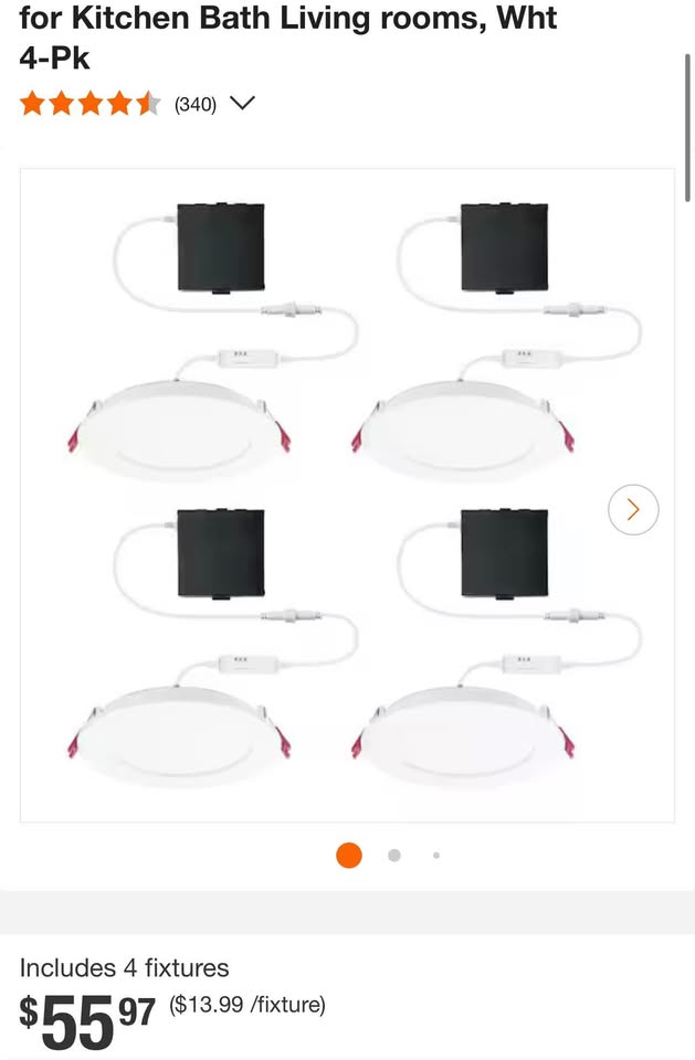 Commercial Electric Pro Value Series LED 6 in Round Adj Color Temp Canless Recessed Light for Kitchen Bath Living rooms, Wht 4-Pk