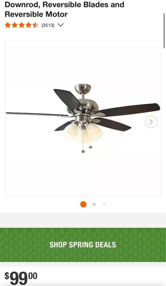 Hampton Bay Rockport 52 in. Indoor LED Brushed Nickel Ceiling Fan with Light Kit, Downrod, Reversible Blades and Reversible Motor