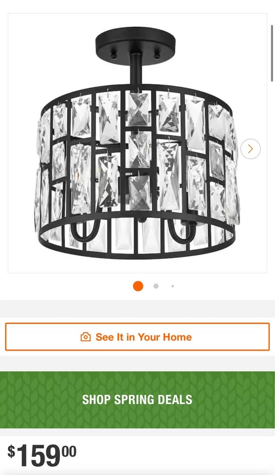 Home Decorators Kristella 12.5 in. 3-Light Matte Black Semi Flush Mount Light with Clear Crystal Shade