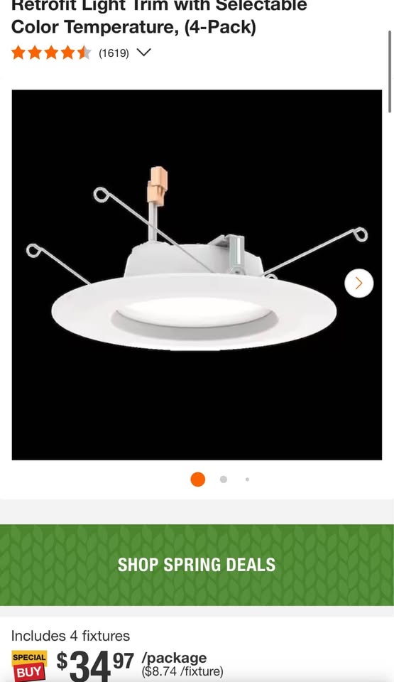 Commercial Electric 5/6 in. Integrated LED Recessed Retrofit Light Trim with Selectable Color Temperature, (4-Pack)
