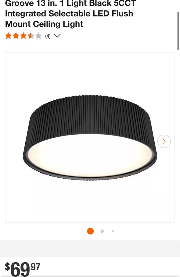 Artika Groove 13 in. 1 Light Black 5CCT Integrated Selectable LED Flush Mount Ceiling Light