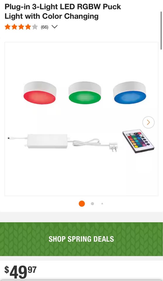 Commercial Electric Plug-in 3-Light LED RGBW Puck Light with Color Changing