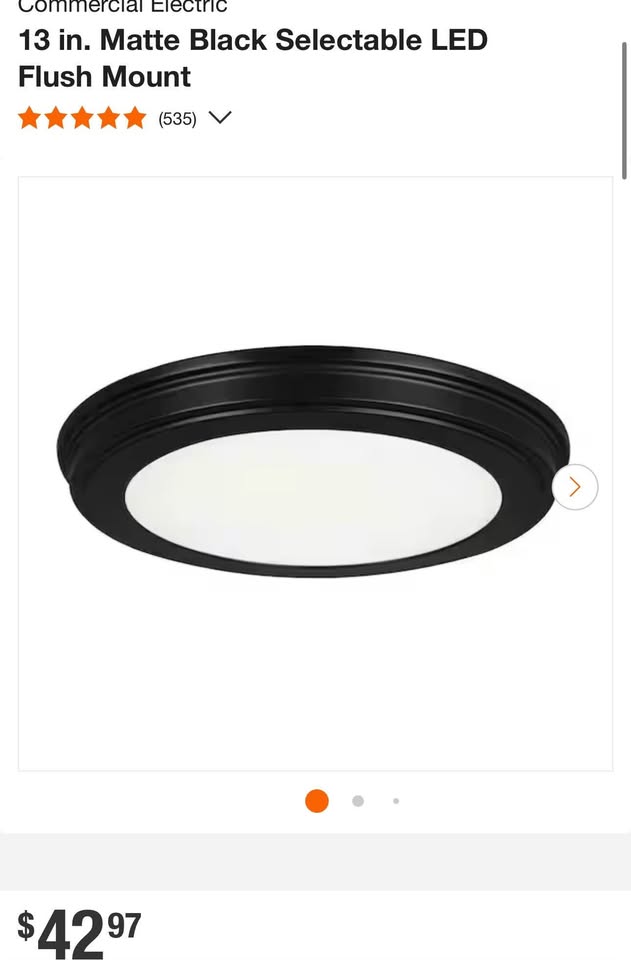Commercial Electric 13 in. Matte Black Selectable LED Flush Mount