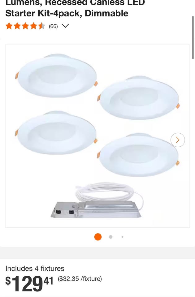 HALO QuickLink Low Voltage, 6 in. Selectable CCT 2700-5000K, 600 Lumens, Recessed Canless LED Starter Kit-4pack, Dimmable