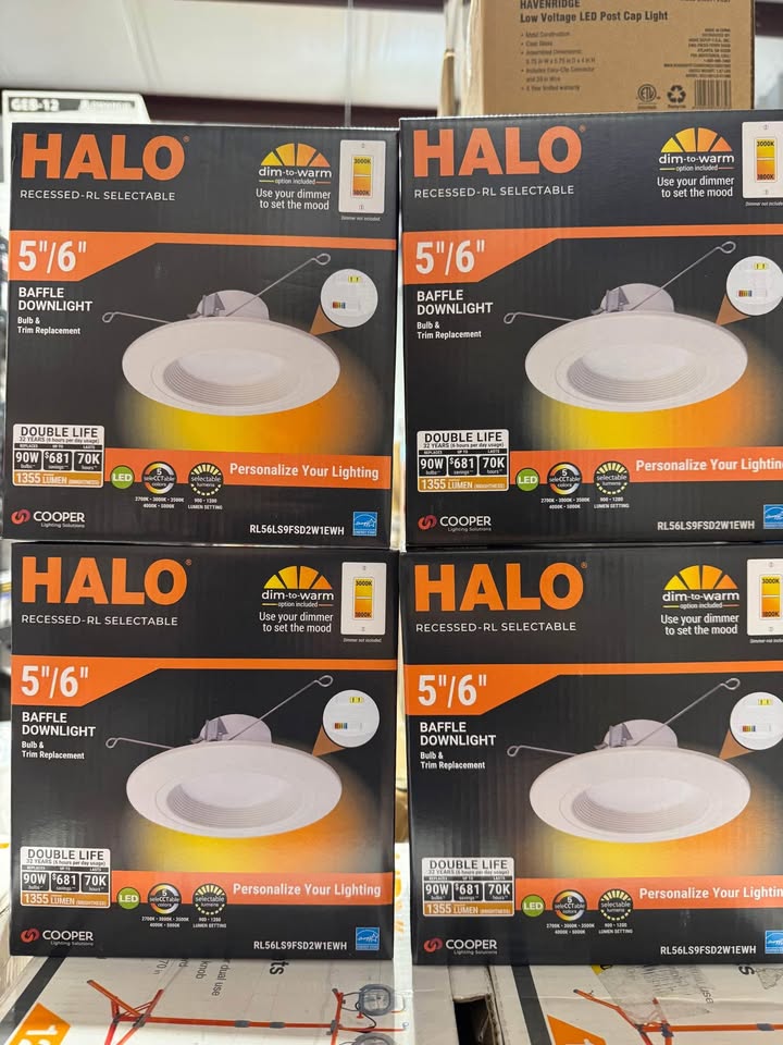 HALO RL56 Series 5/6 in. Recessed LED retrofit module Selectable CCT and Lumens, Integrated LED Matte White