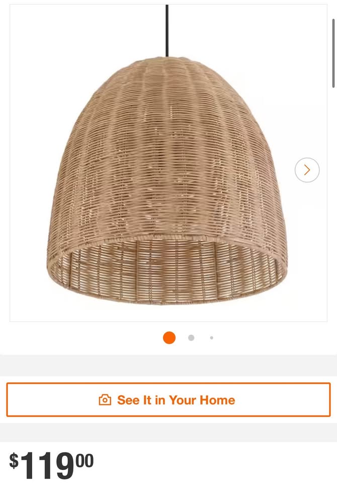 Hampton Bay Highler 1-Light Matte Black Island Pendant Light with Natural Rattan Shade