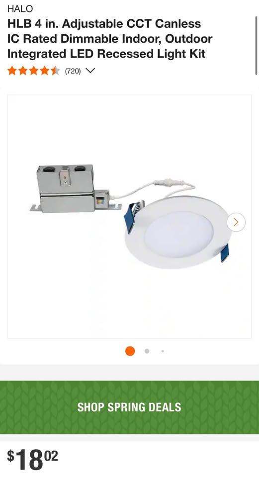 HALO HLB 4 in. Adjustable CCT Canless IC Rated Dimmable Indoor, Outdoor Integrated LED Recessed Light Kit