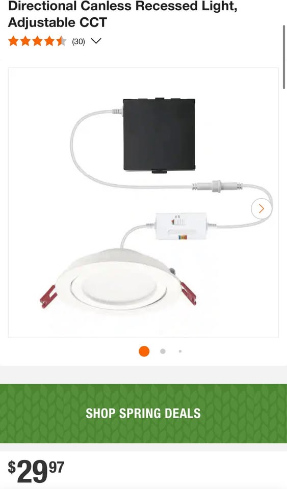 Commercial Electric Elite Series 4 in. LED DuoBright, 3-Level Lumen Select, Ultra Directional Canless Recessed Light, Adjustable CCT
