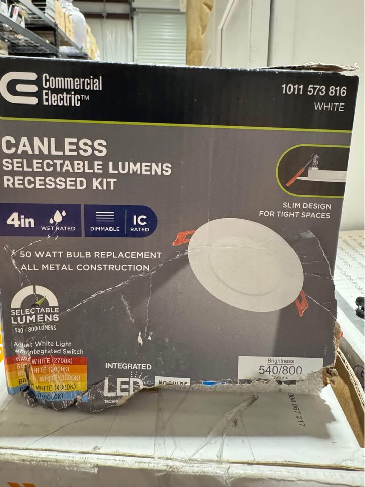 Commercial Electric Premium Series 4 in. LED, 2-Level Lumen Select, Ultraslim Canless Recessed Light, Adjustable CCT