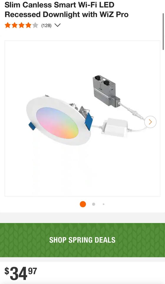 HALO HLB 4 in. Color and Tunable White Slim Canless Smart Wi-Fi LED Recessed Downlight with WiZ Pro