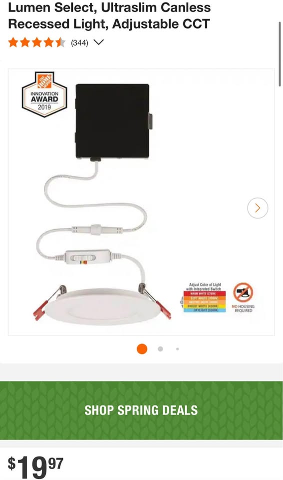 Commercial Electric Premium Series 4 in. LED, 2-Level Lumen Select, Ultraslim Canless Recessed Light, Adjustable CCT