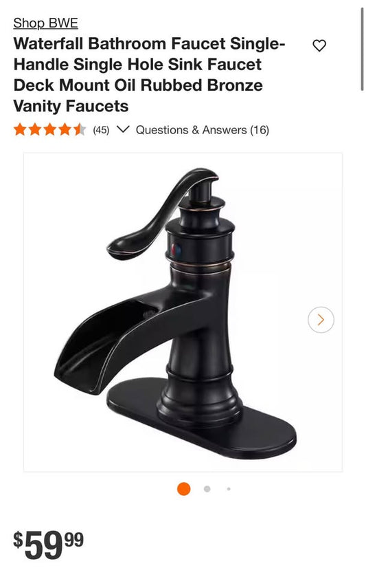 Waterfall Bathroom Faucet Single-Handle Single Hole Sink Faucet Deck Mount Oil Rubbed Bronze Vanity Faucets