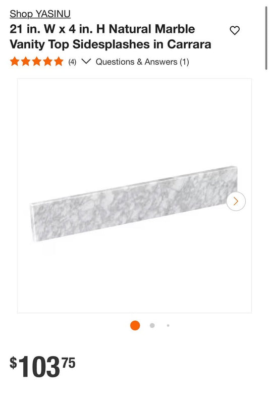 21 in. W x 4 in. H Natural Marble Vanity Top Sidesplashes in Carrara