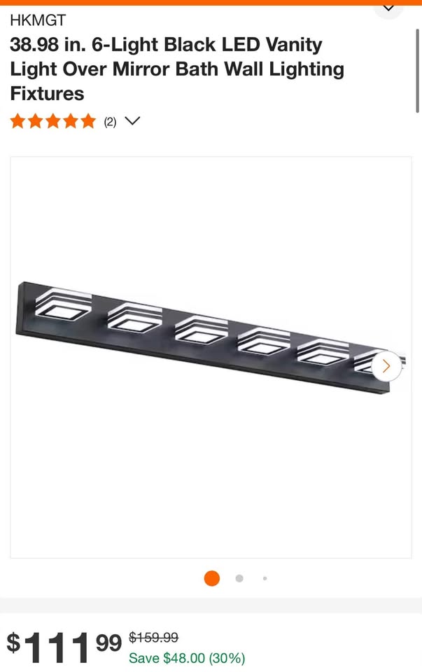 HKMGT 38.98 in. 6-Light Black LED Vanity Light Over Mirror Bath Wall Lighting Fixtures