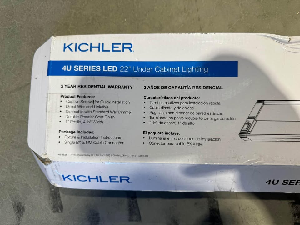 4U Series 22 in. 2700K LED Textured White Under Cabinet Light with Frosted Diffuser