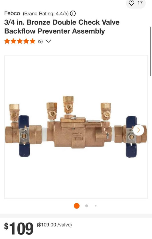 Febco 3/4 in. Bronze Double Check Valve Backflow Preventer Assembly