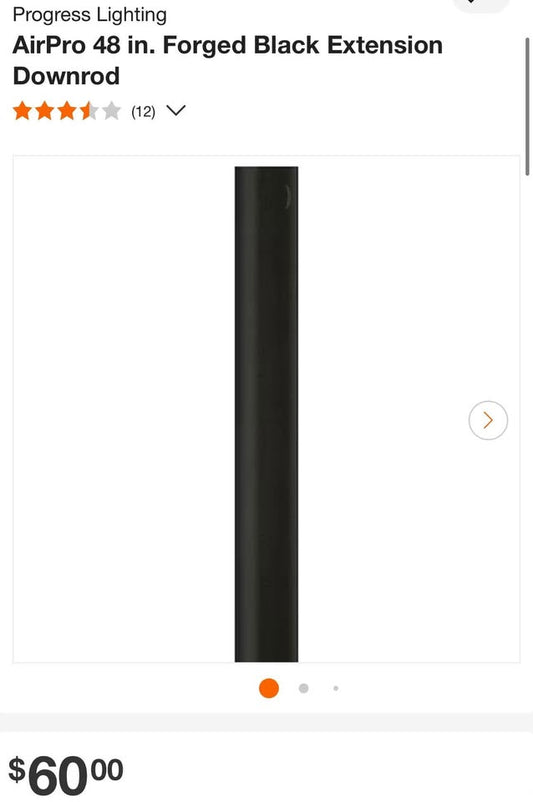Progress Lighting AirPro 48 in. Forged Black Extension Downrod