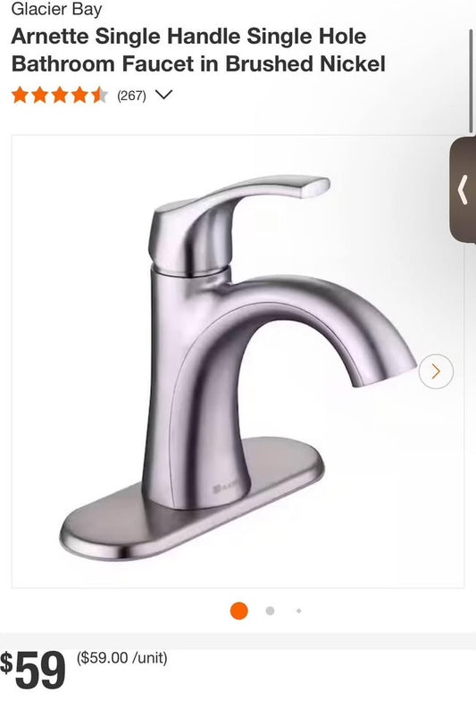 Glacier Bay Arnette Single Handle Single Hole Bathroom Faucet in Brushed Nickel