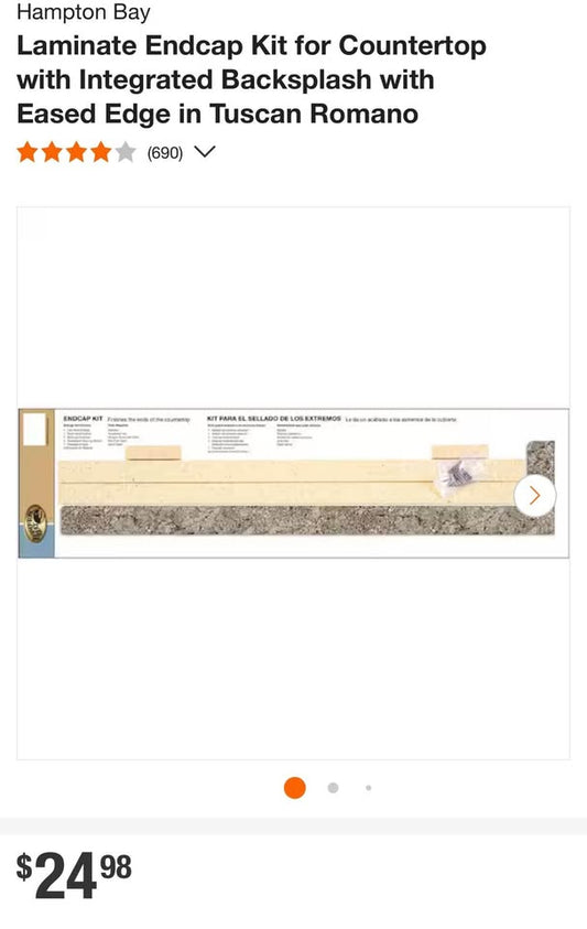 Hampton Bay Laminate Endcap Kit for Countertop with Integrated Backsplash with Eased Edge in Tuscan Romano