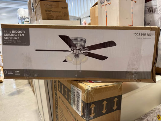 Clarkston II 44 in. LED Indoor Brushed Nickel Ceiling Fan with Light Kit