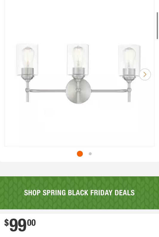 Hampton Bay Ayelen 22 in. 3-Light Brushed Nickel Modern Bathroom Vanity Light