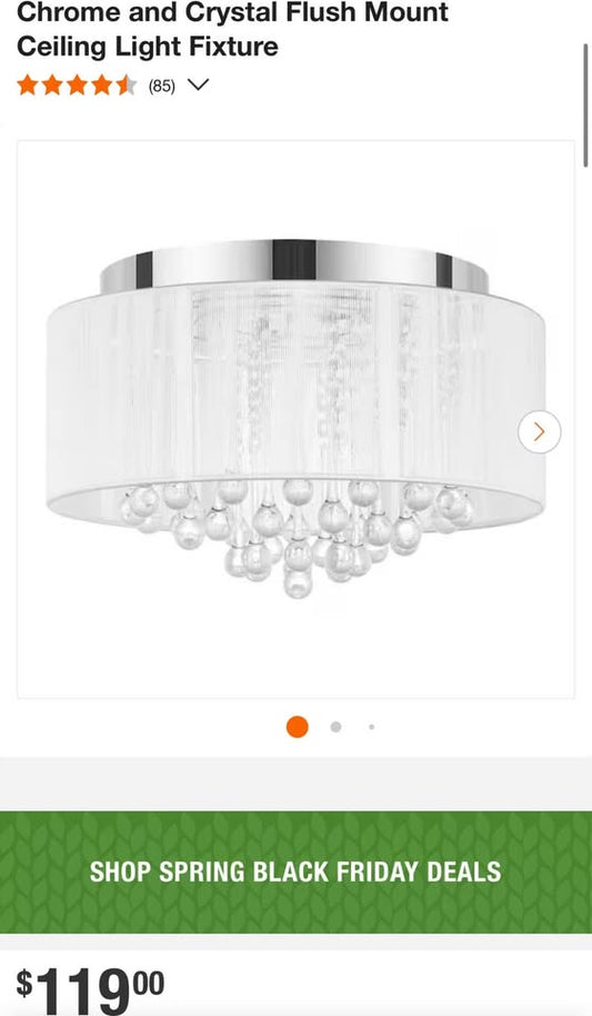 Home Decorators Flenniken 15 in. Integrated LED Chrome and Crystal Flush Mount Ceiling Light Fixture