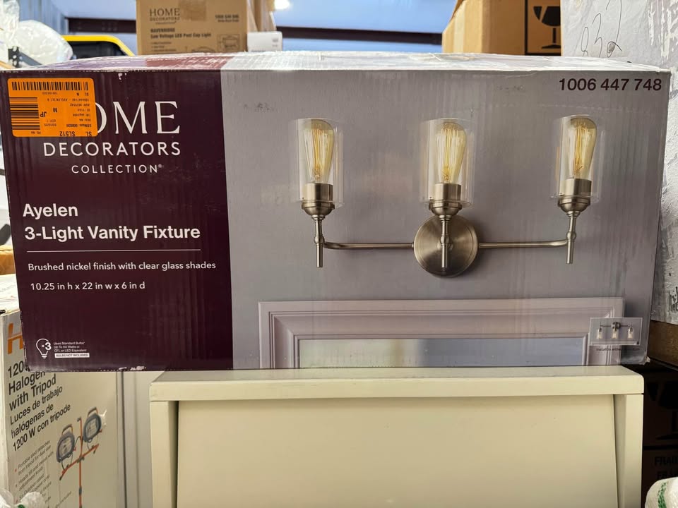 Hampton Bay Ayelen 22 in. 3-Light Brushed Nickel Modern Bathroom Vanity Light