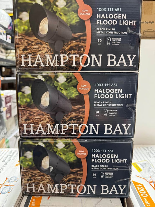 Hampton Bay Low Voltage 50-Watt Black Outdoor Landscape Flood Light T3 Halogen Bulb